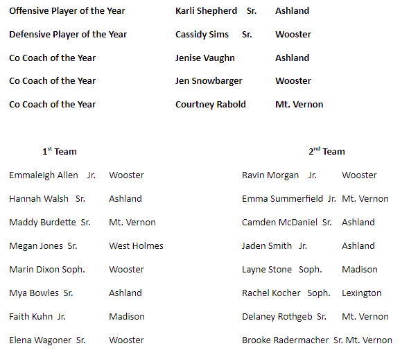 2020 Girls All OCC Volleyball